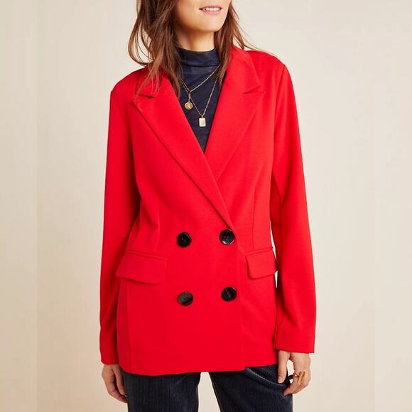 SANCTUARY The Boss Lady Bette Blazer Red Double Breasted Jacket Small Oversized - Picture 1 of 15